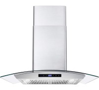 668WRCS75 Wall Mount Range Hood with Ducted Exhaust Vent, 3 Speed Fan, Soft Touch Controls, Tempered Glass, Permanent Filters in Stainless Steel, 30 inches