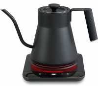 Baristan Electric Gooseneck Kettle with Precise Temperature Control, Pour Over Coffee Kettle & Tea Kettle, Stainless Steel, 1200W Quick Heating, 1 Liter, Matte Black